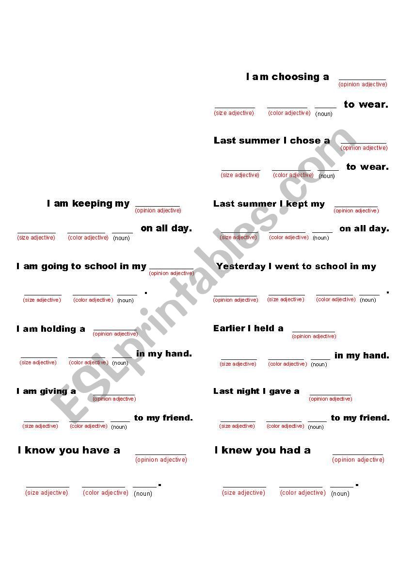 Describing with Adjectives and Irregular Past Tense Verbs