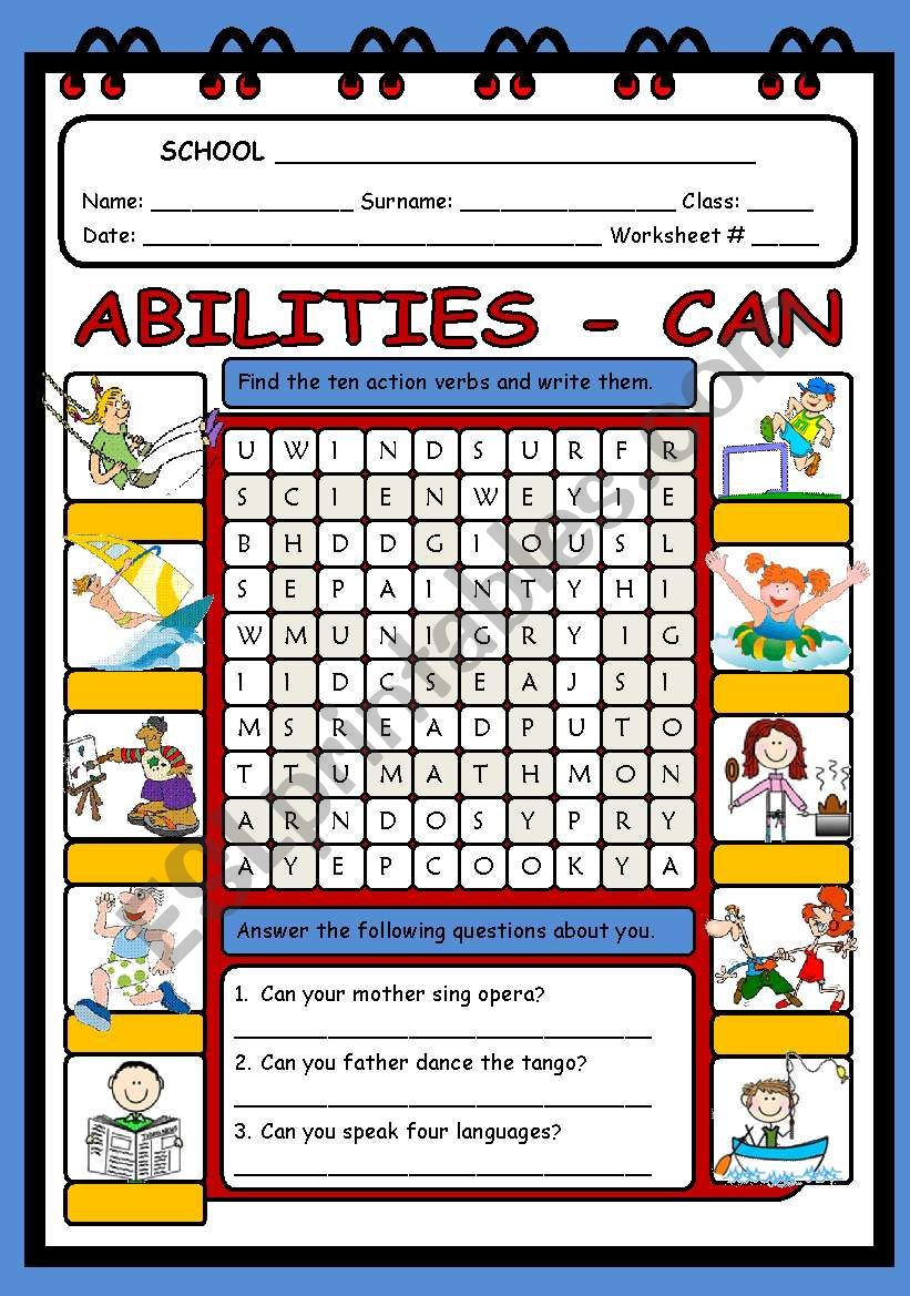 ABILITIES (ACTIONS) - WORDSEARCH