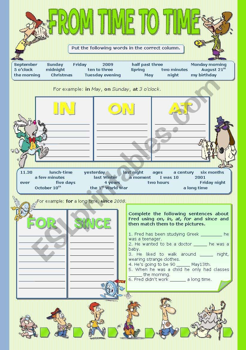 FROM TIME TO TIME worksheet