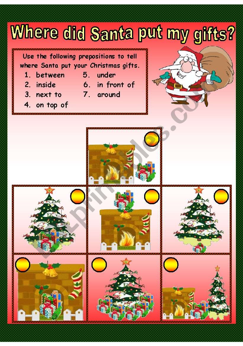 where did santa put my gifts worksheet