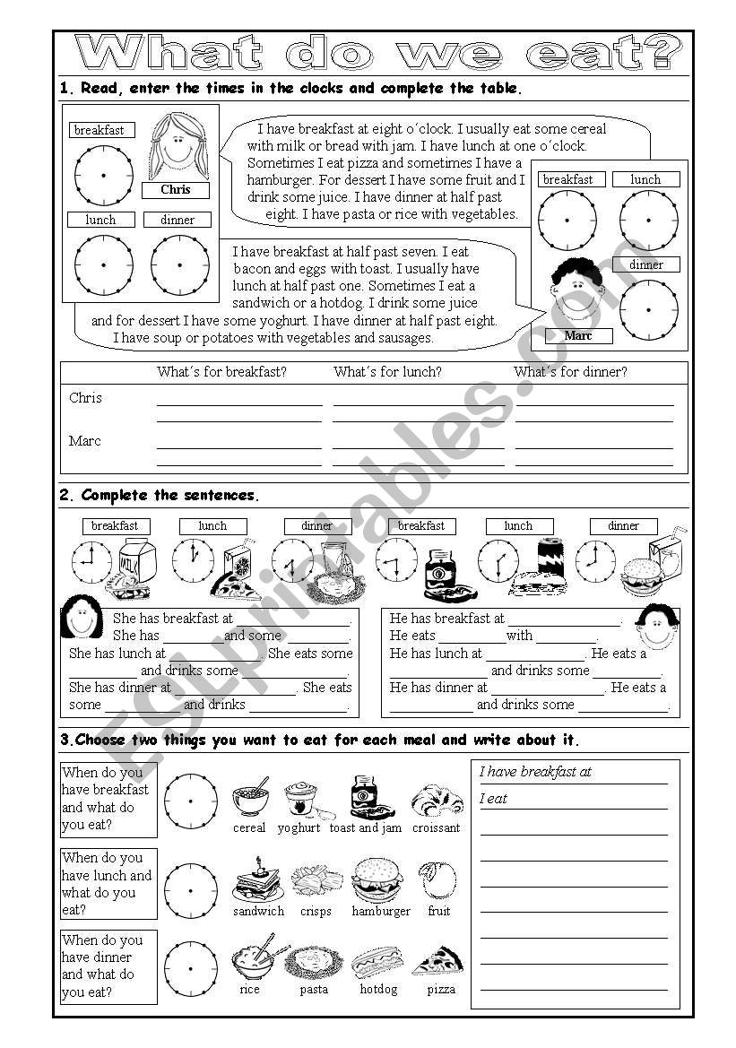 Food & Meals: Eating Routines worksheet
