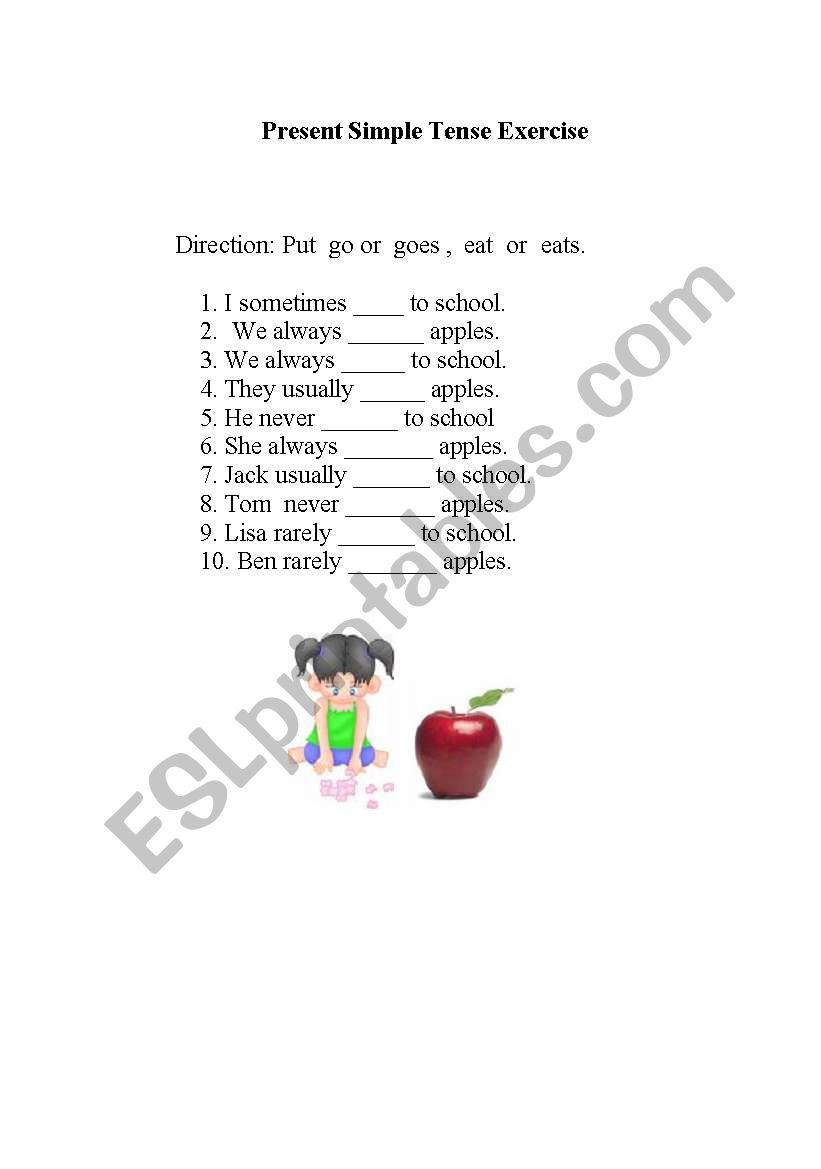 present Simple tense  worksheet