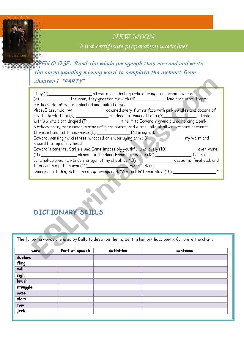 NEW MOON. FCE PREPARATION PAPER