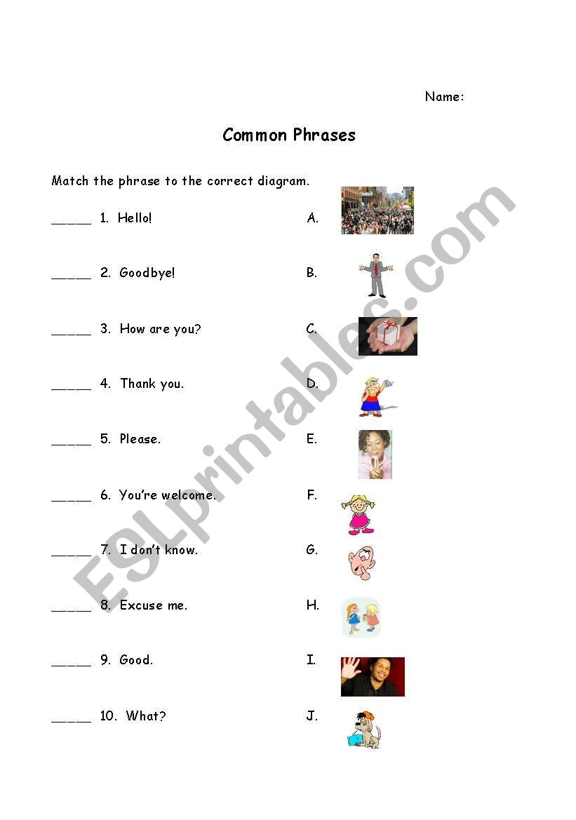 Common Phrases worksheet