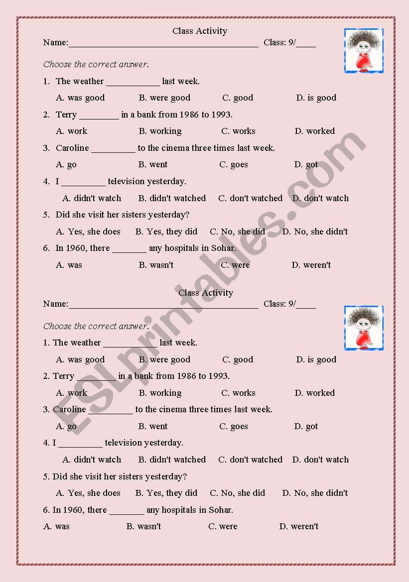 class activity worksheet