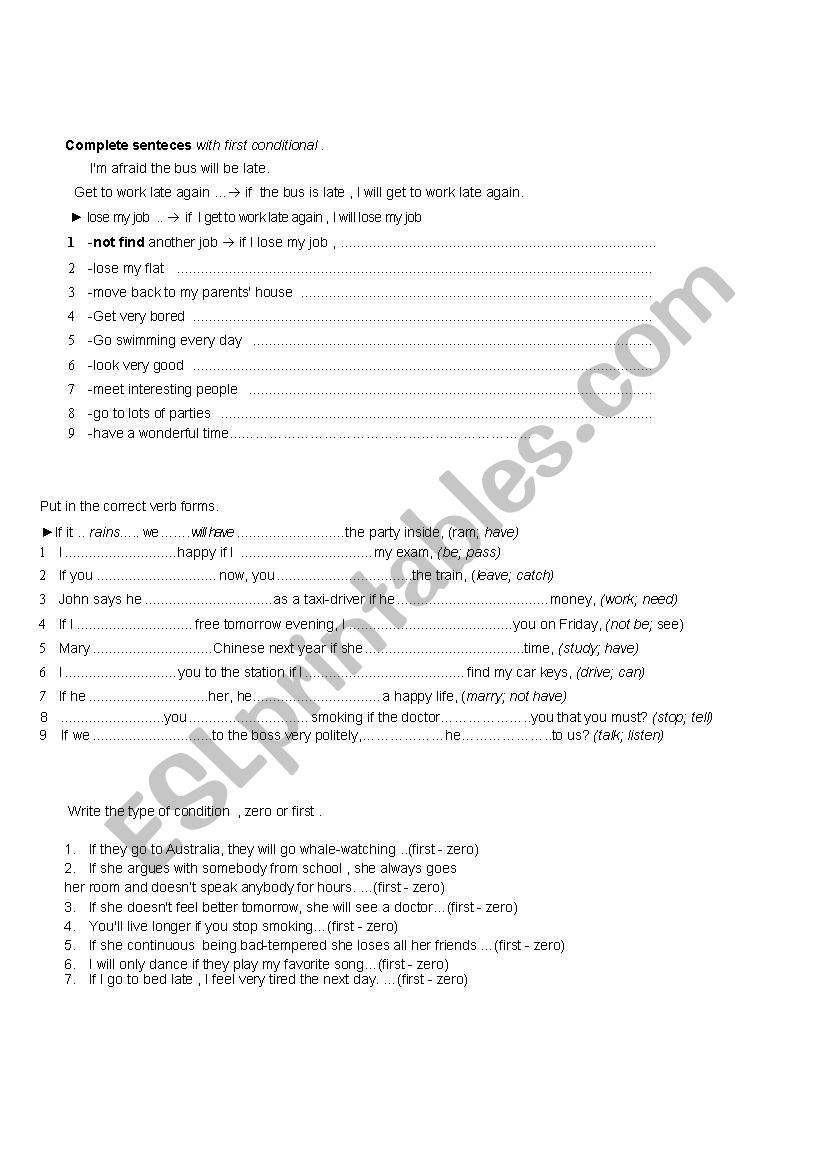 if conditionals first worksheet