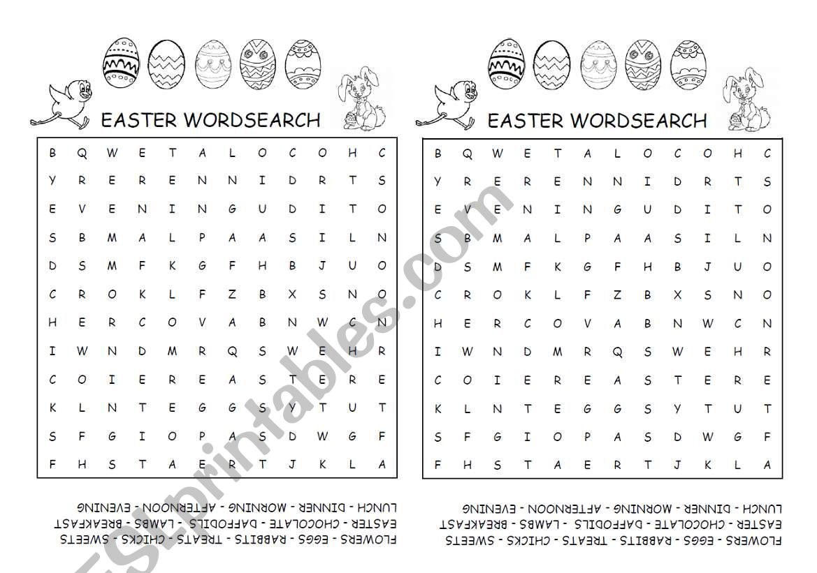 Easter wordserch worksheet