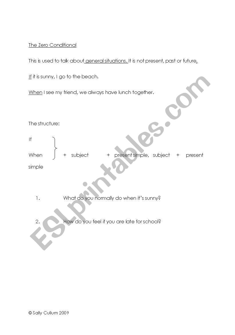 conditionals zero, one, two, three and mixed