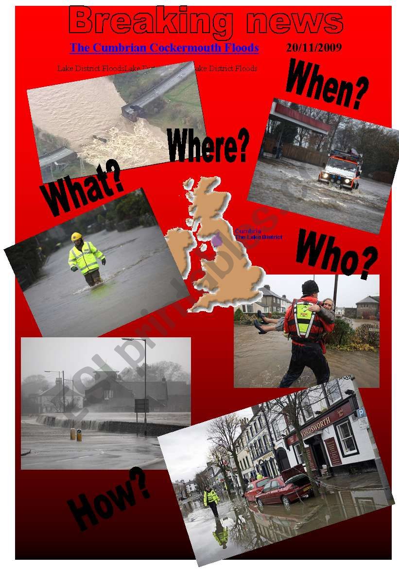 Lake District Floods news worksheet