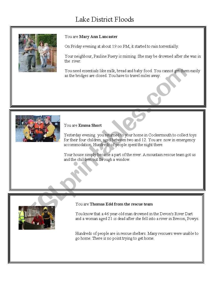 Lake District Floods news. rolecards