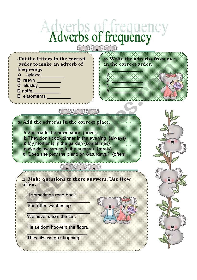 adverbs of frequency worksheet