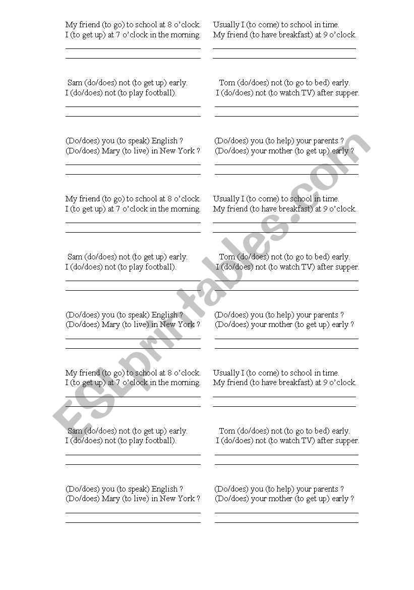 Present Simple worksheet