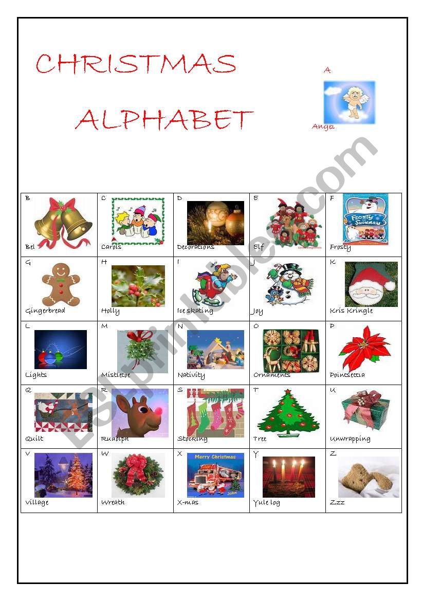 Christmas alphabet worksheet