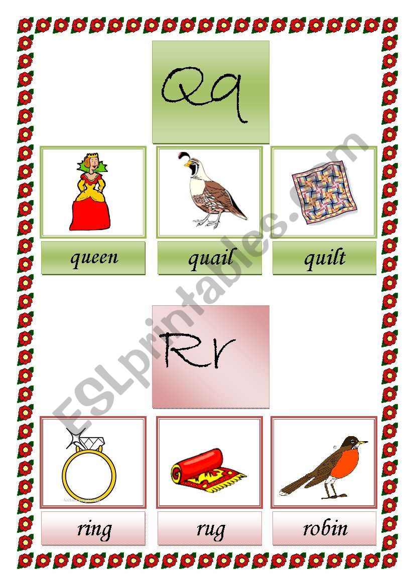picture dictionary (q and r) 2 pages