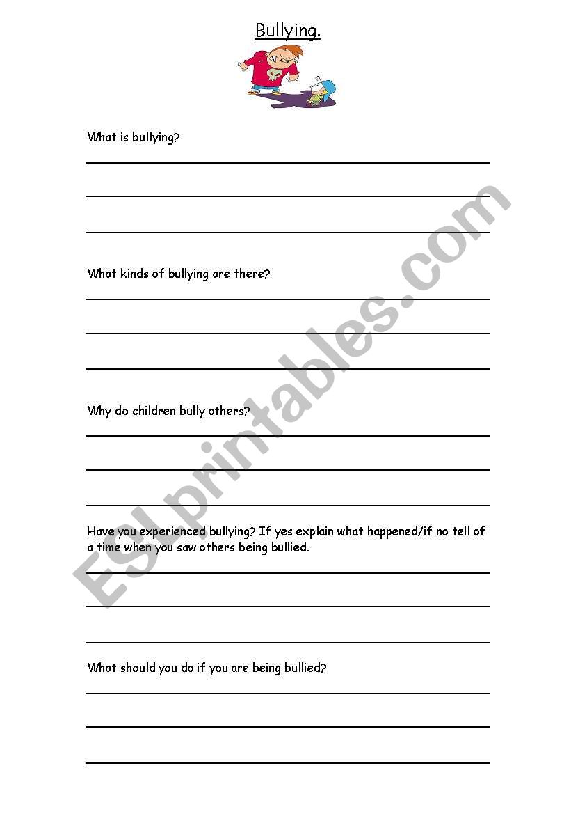 Bullying worksheet