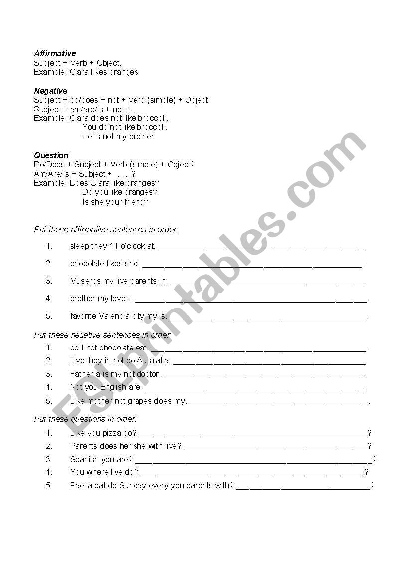 Present Simple worksheet