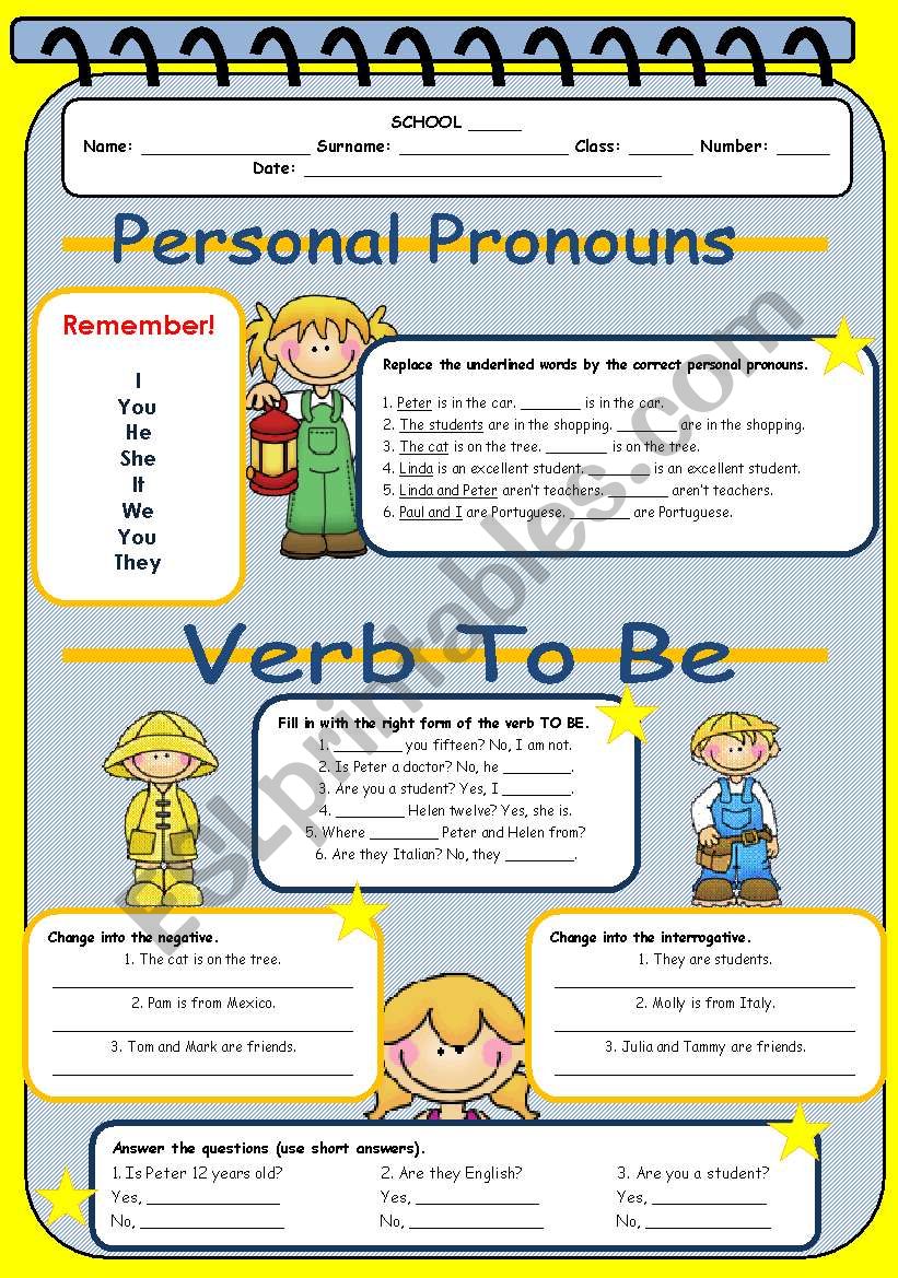 Personal Pronouns + Verb To Be