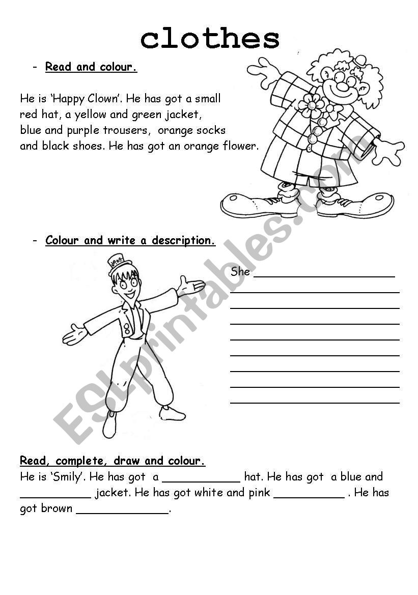 Clothes worksheet