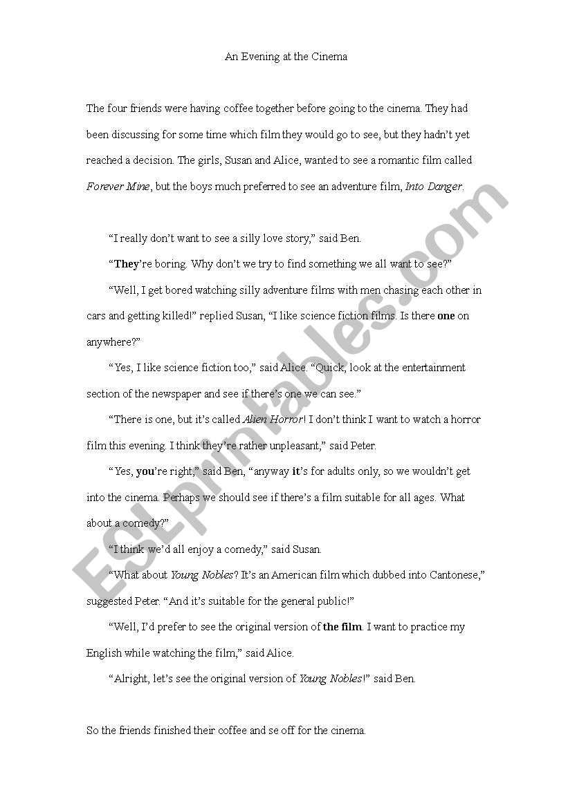 Comprehension Exercise worksheet