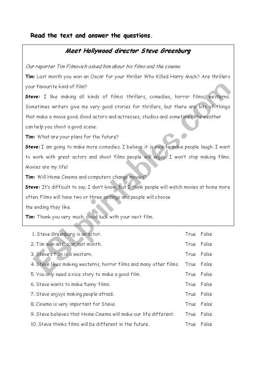 An interview worksheet