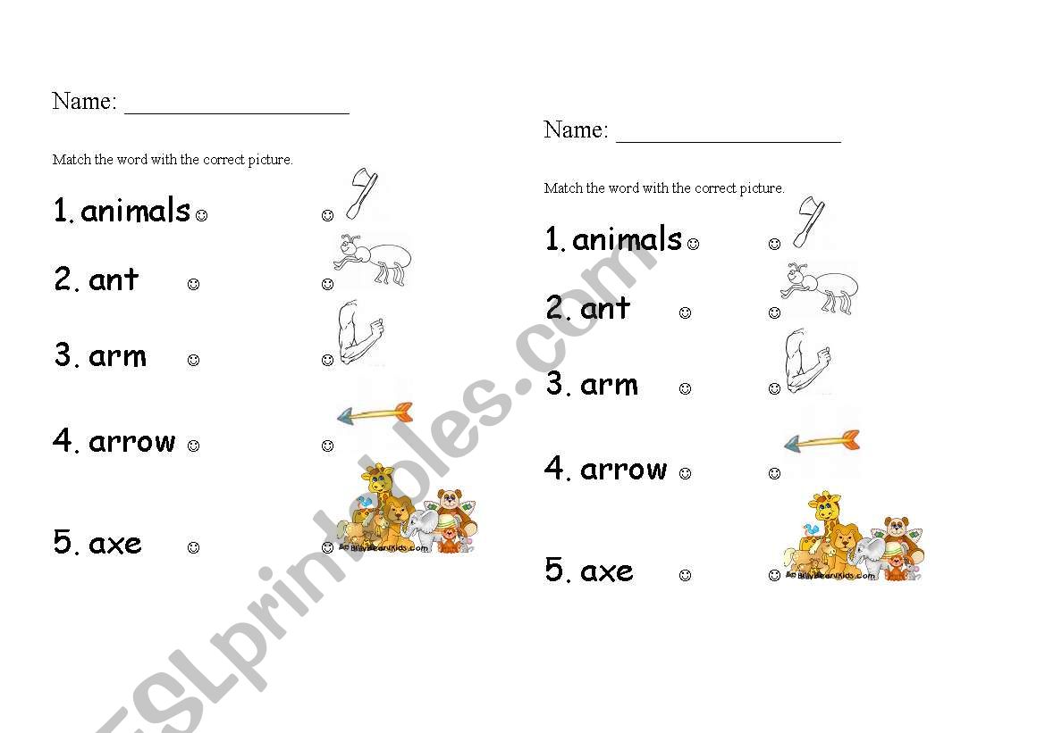 A Vowel worksheet