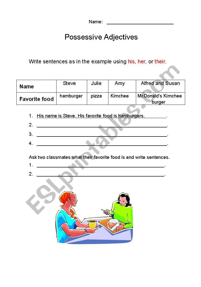 possessive adjective worksheet