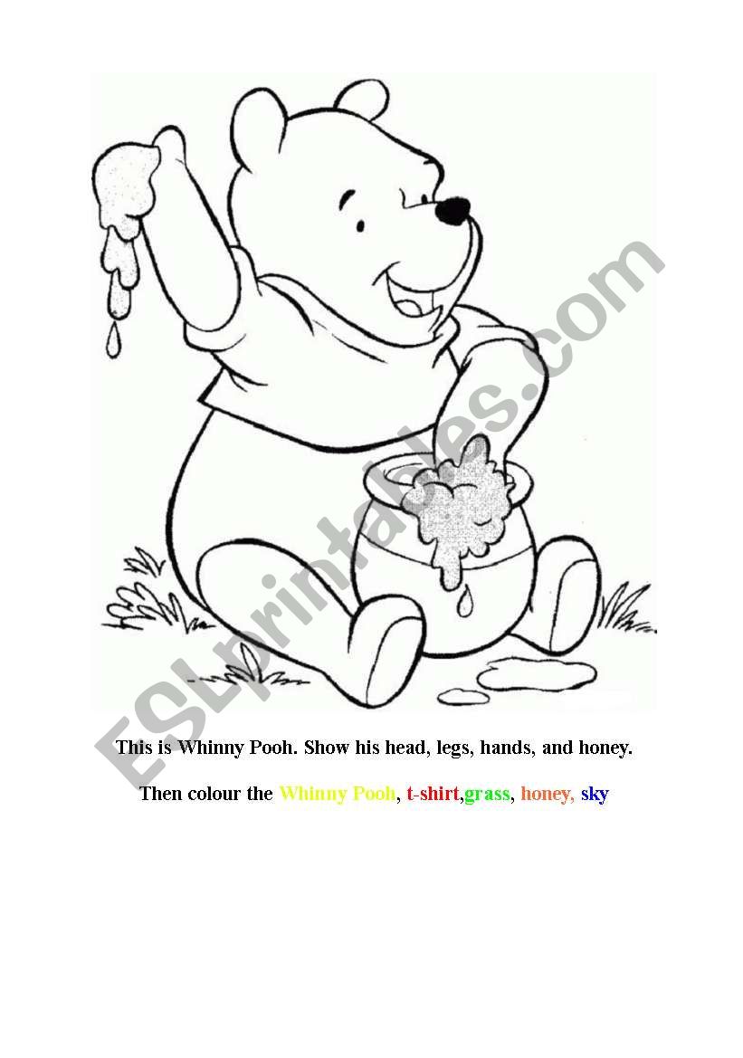 The whinny pooh and colours worksheet