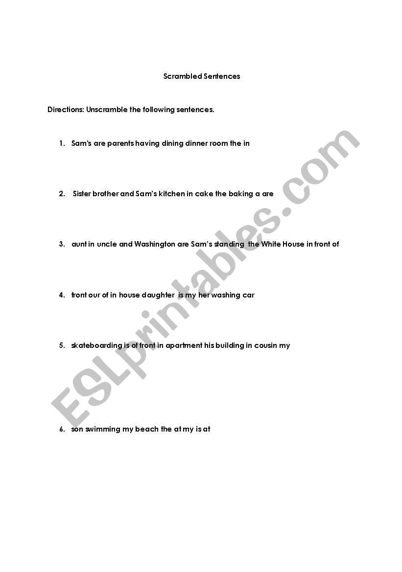 scrambled sentences worksheet