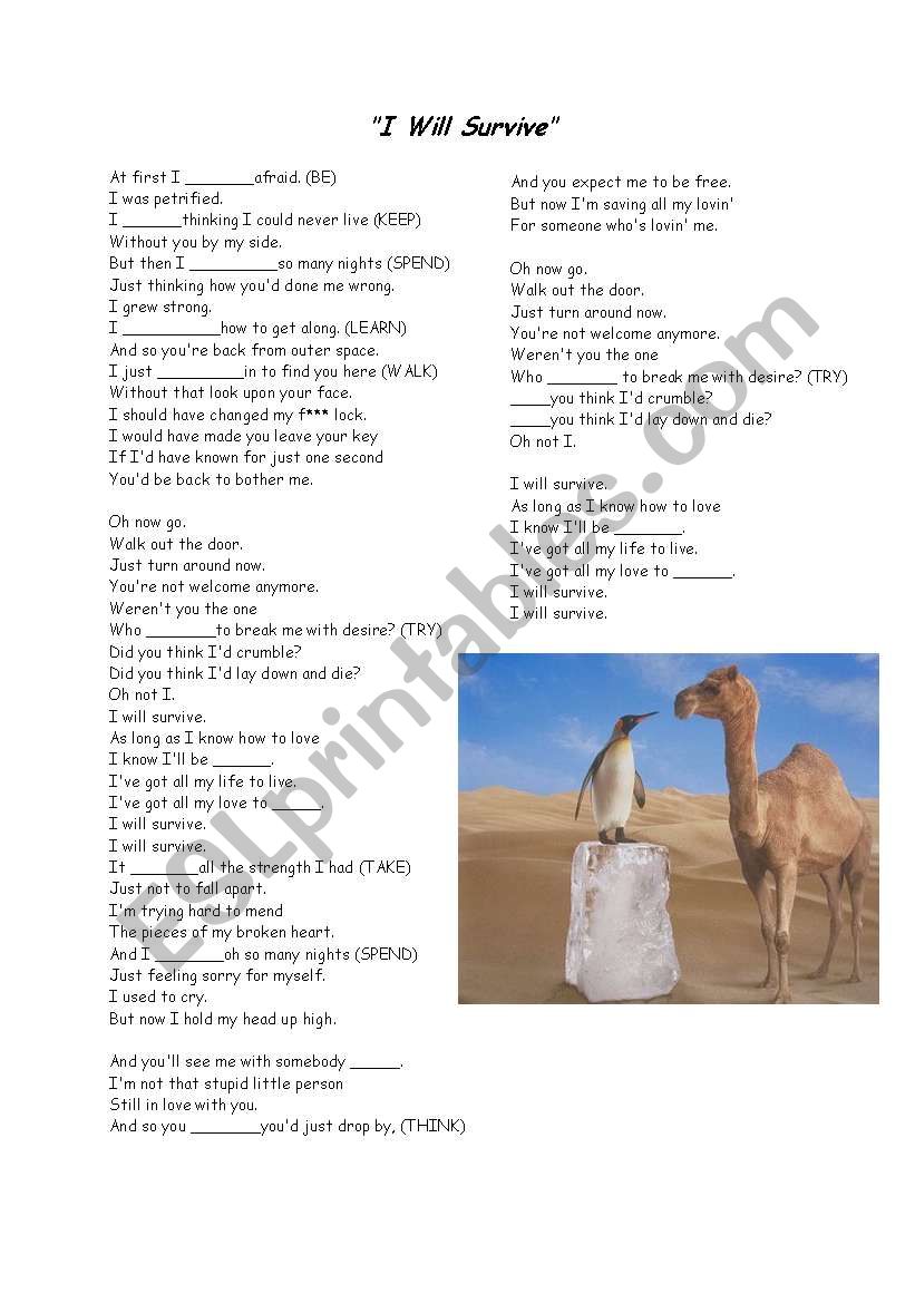 I will survive (lyrics) worksheet