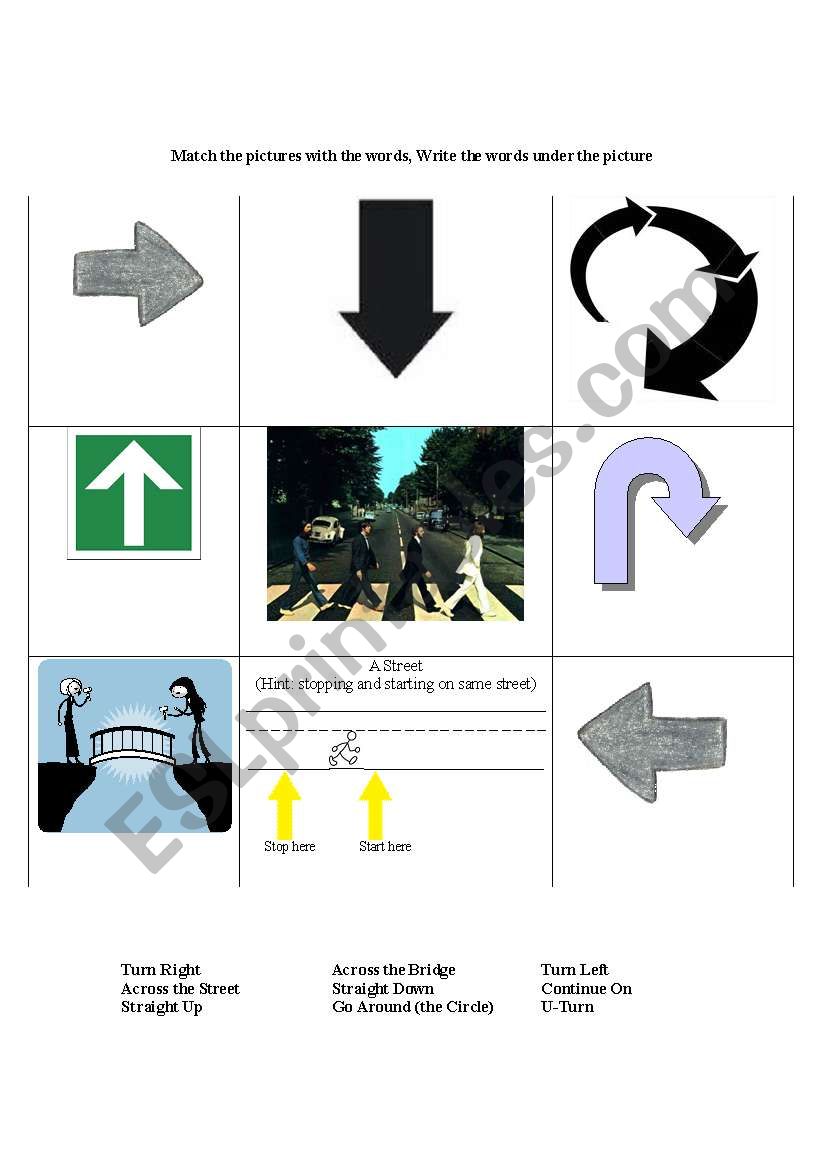 Learning Direction Symbols worksheet