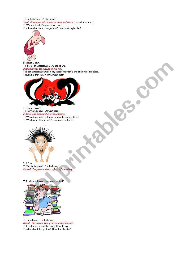 presentation of feelings 2 worksheet