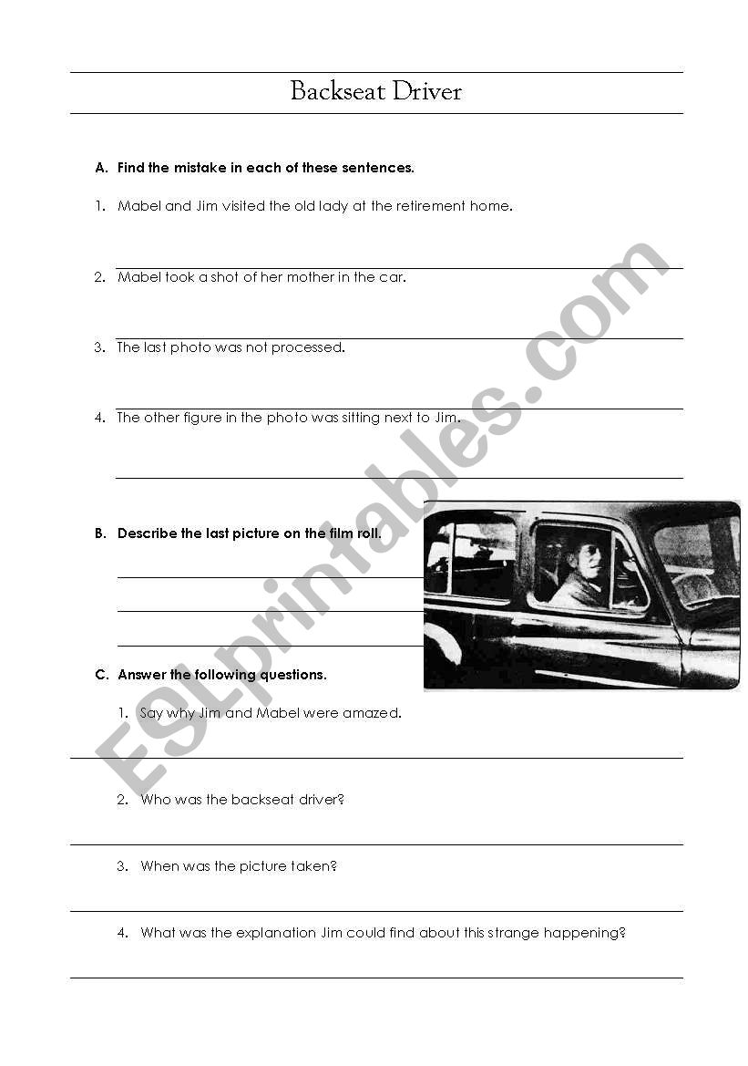 Backseat Driver worksheet