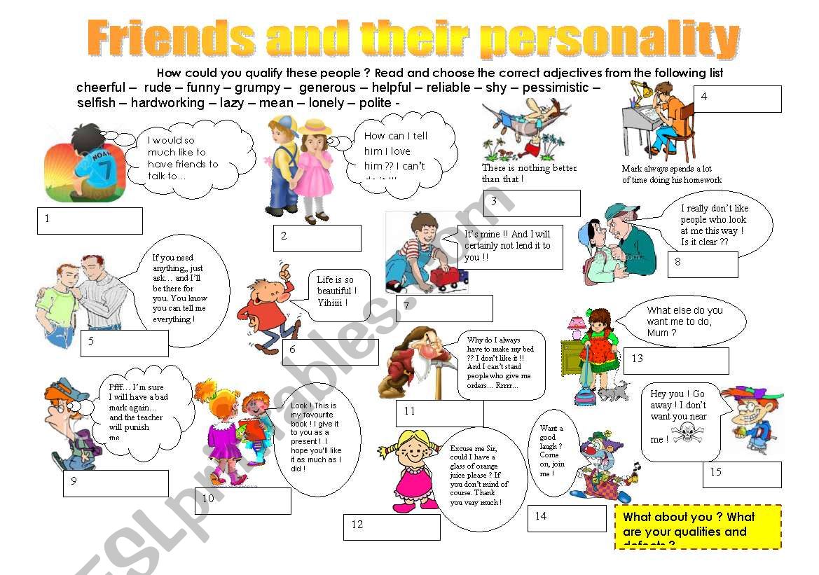 Friends and their personality worksheet