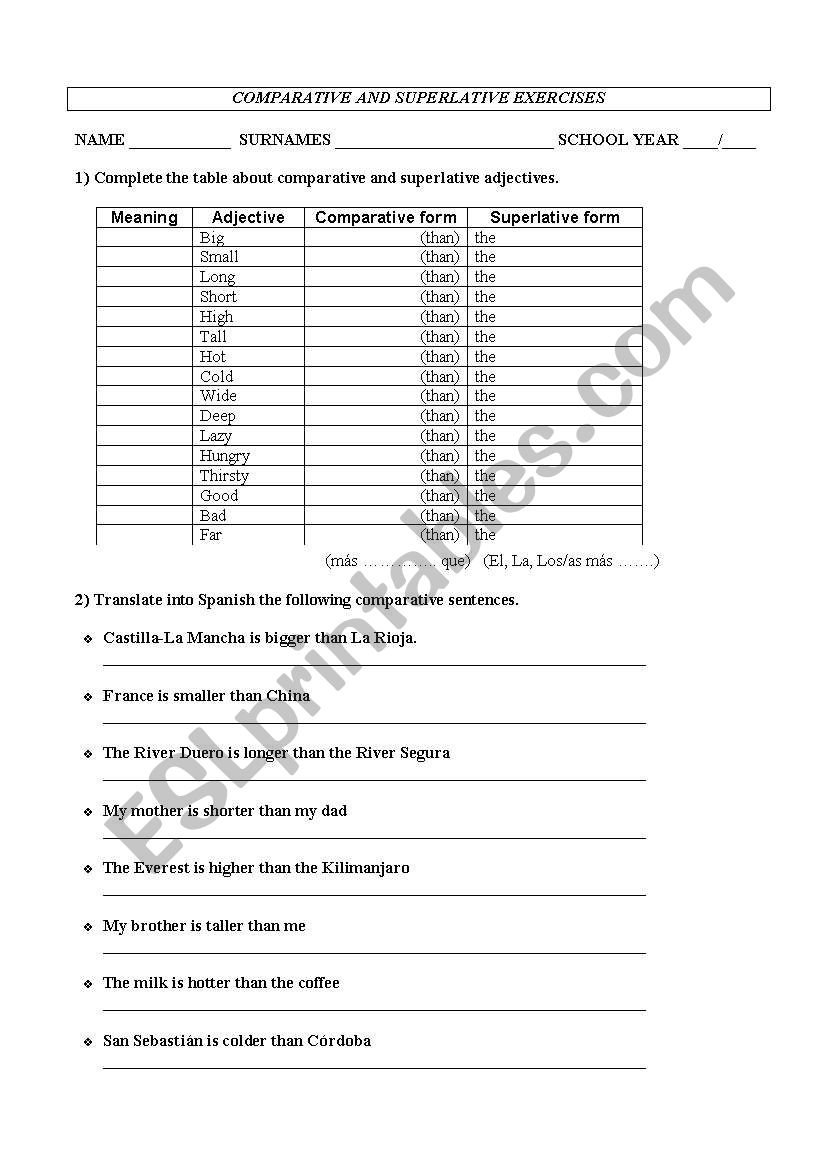 adjectives / comparative and superlative adjectives