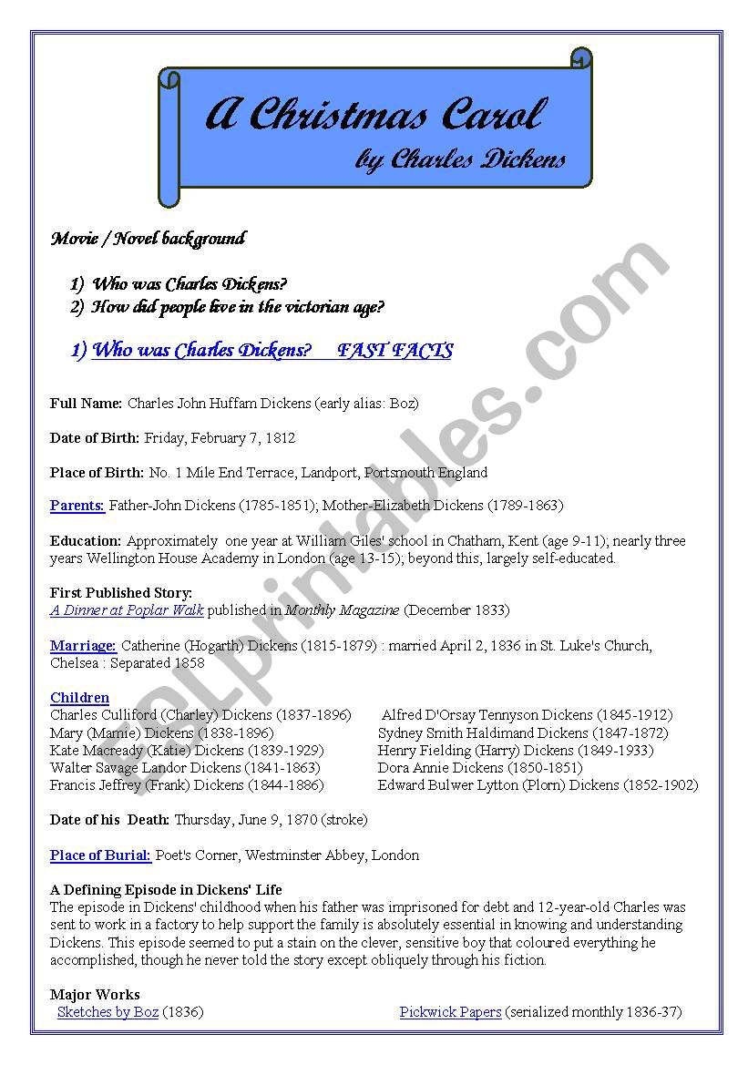 A Christmas Carol . ScroogeÂ´s ghosts Movie/ novel Background