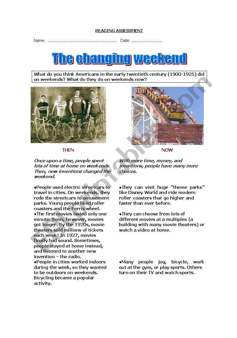 The changing weekend worksheet