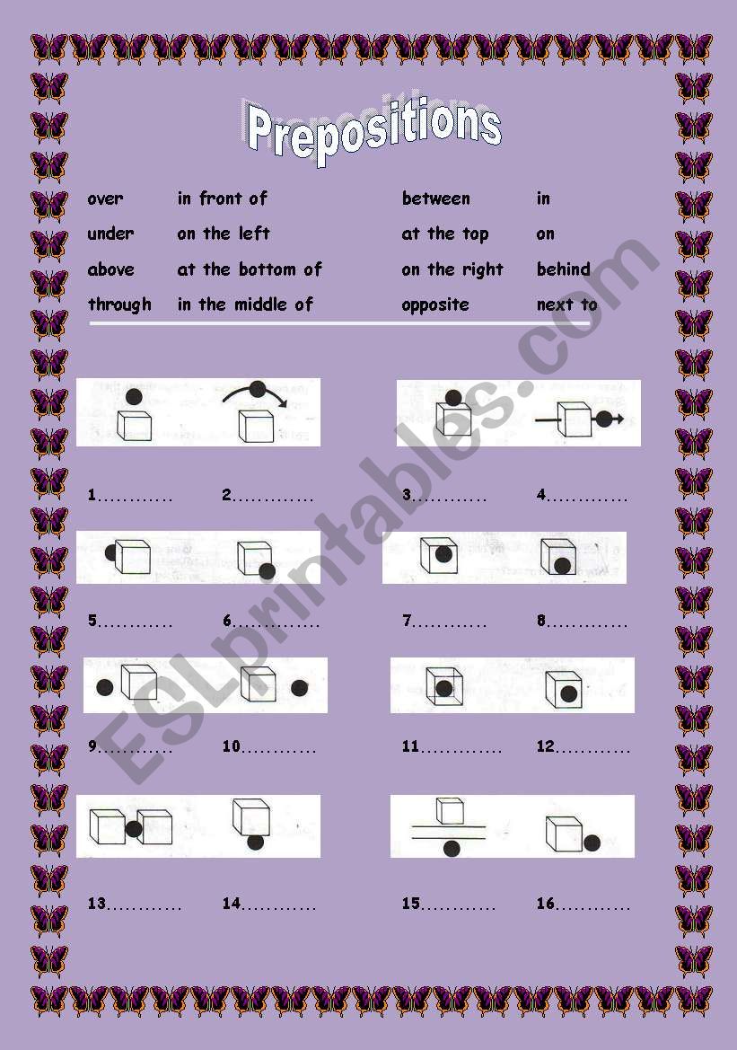 prepositions of place worksheet