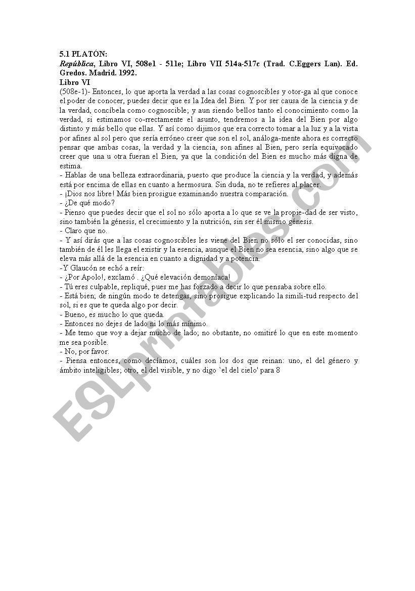 platon worksheet