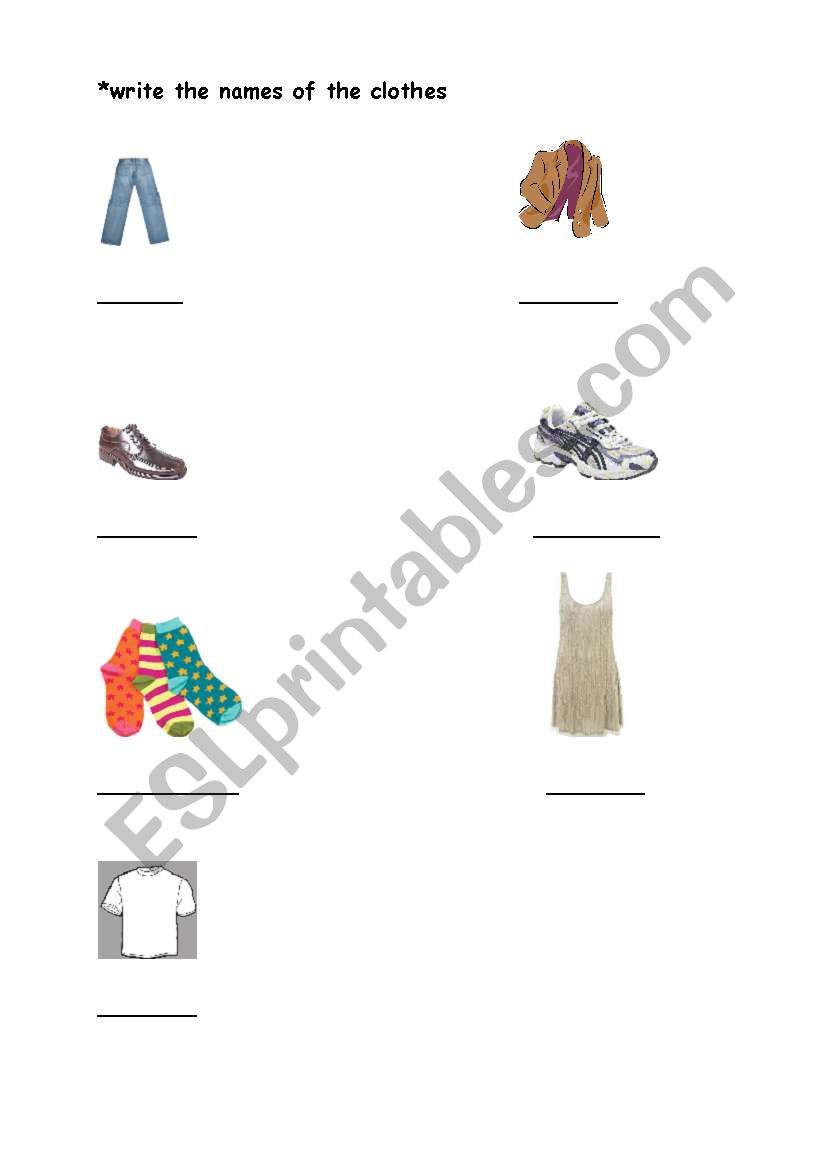 clothes worksheet