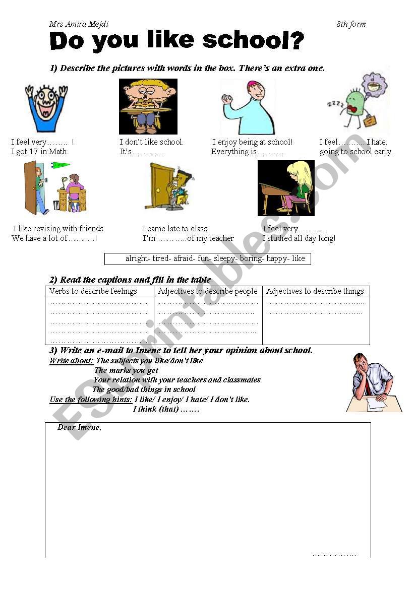 Do you like school? worksheet