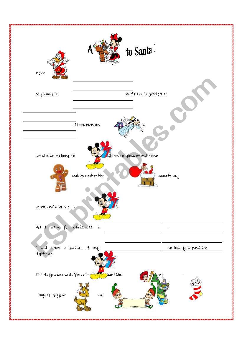 A letter to santa  worksheet