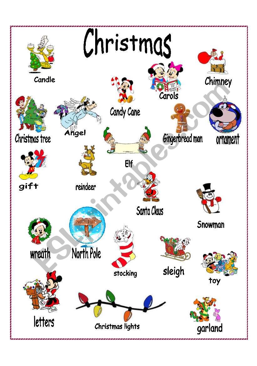 Christmas Vocabulary sheet worksheet