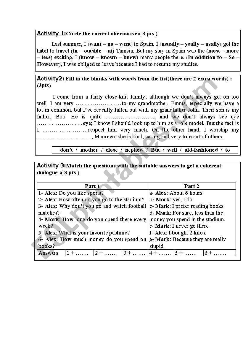 9 english test language tasks worksheet