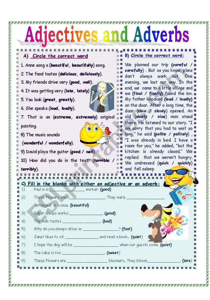 Adjectives and Adverbs worksheet