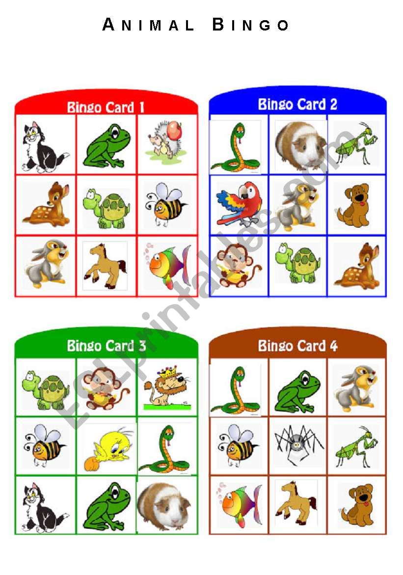 Animal Bingo worksheet