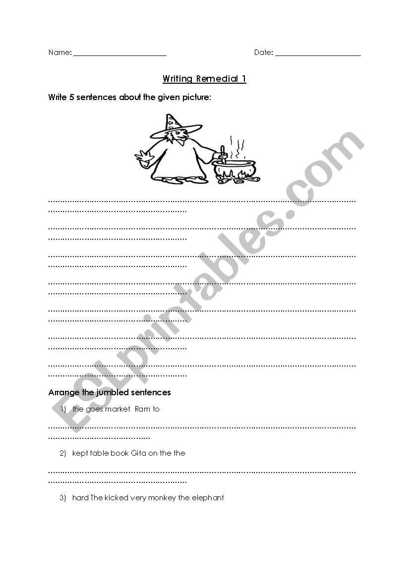 Writing worksheet worksheet