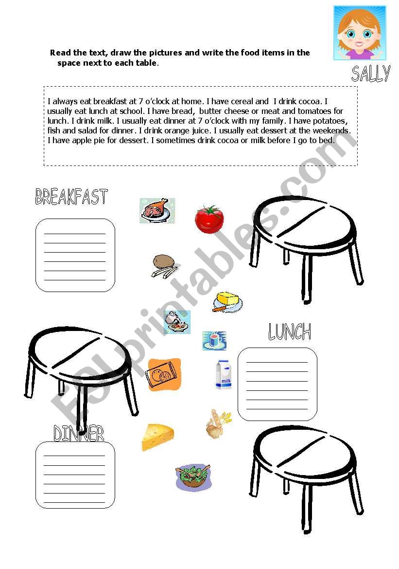 reading-food worksheet