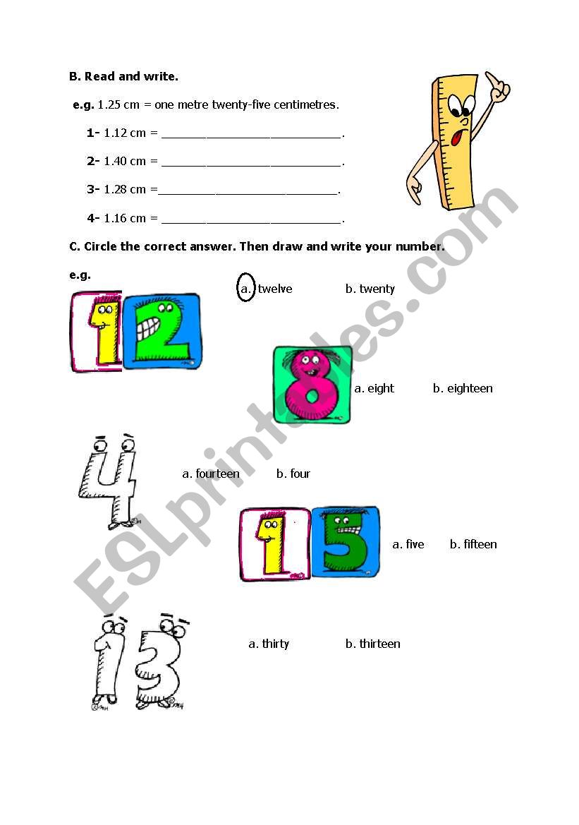 numbers worksheet