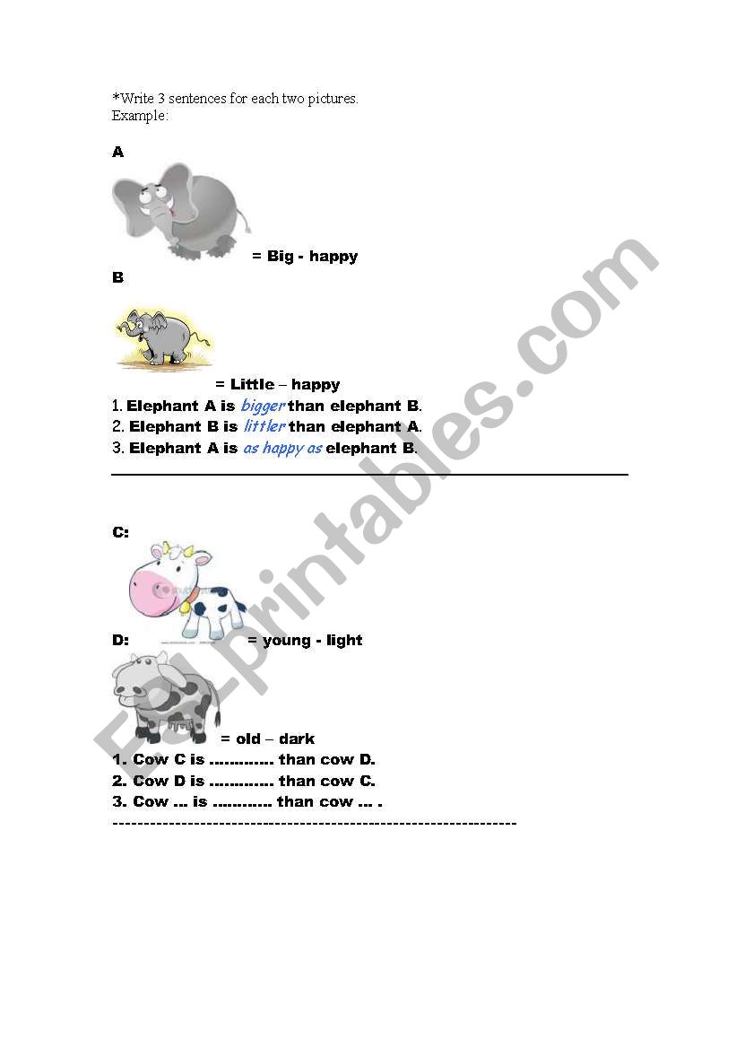 Comparative adjectives worksheet