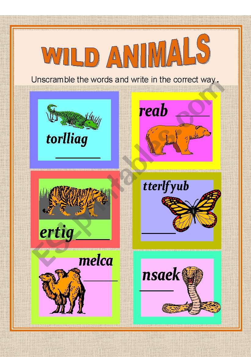 WILD ANIMALS worksheet